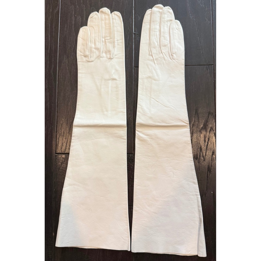 Kaydoe Womens Opera Gloves White Vintage Long Leather Formal Evening Wedding NEW